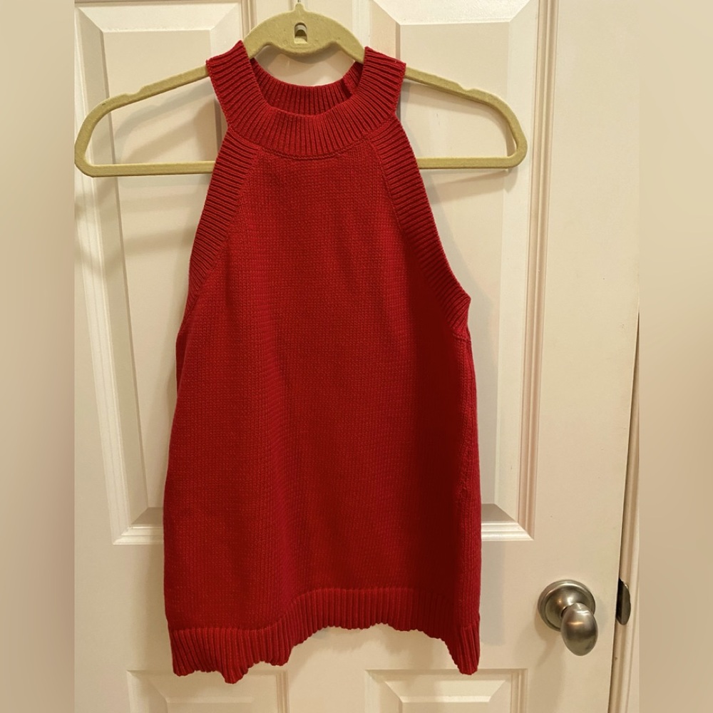 LOFT halter neck sweater in red. Size Medium